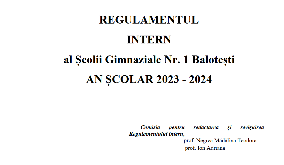 REGULAMENTUL INTERN